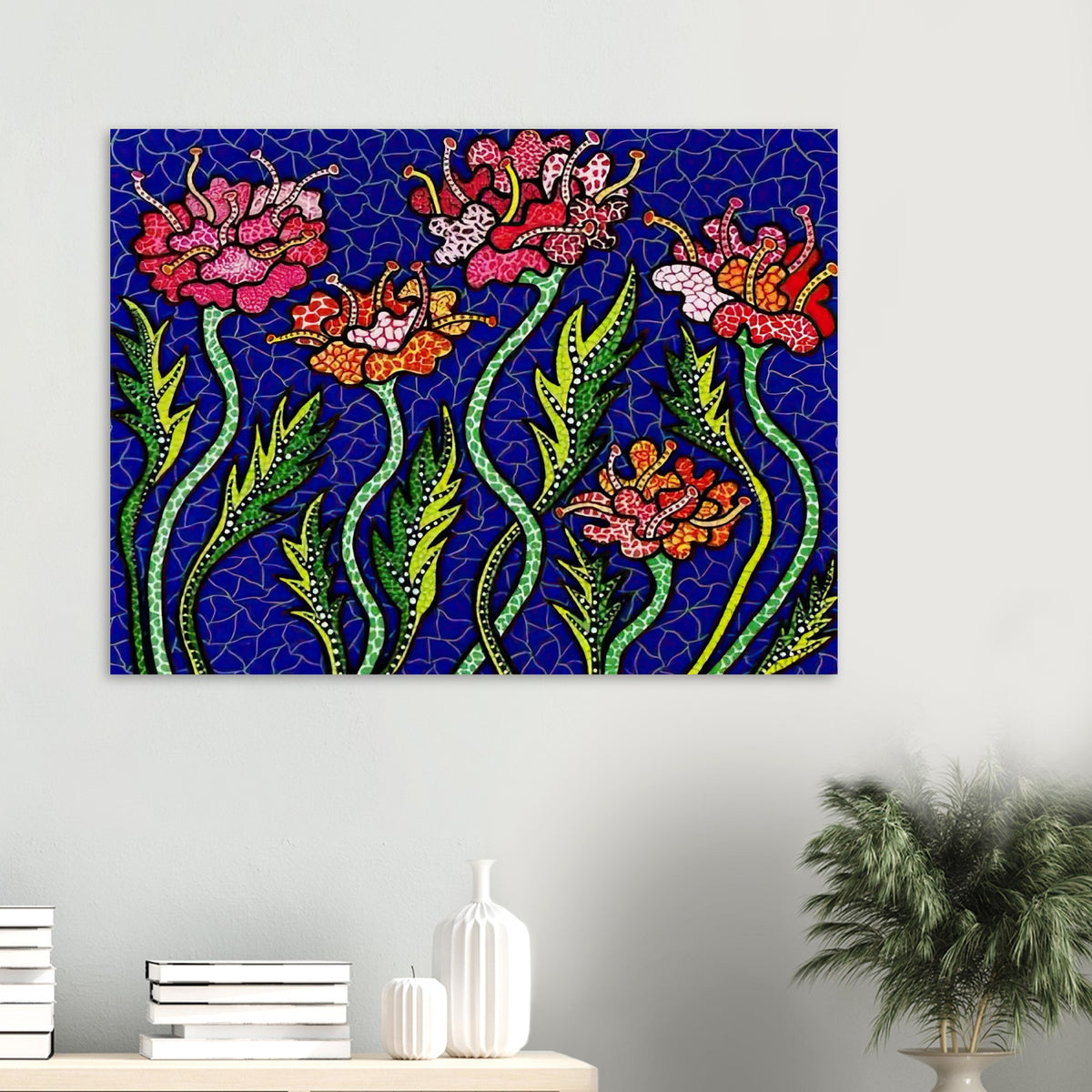 Yayoi Kusama poster — Summer Flowers brings a seasonal specificity to Kusama’s botanical imagery, suggesting a moment of warmth and vigorous bloom