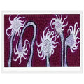 Yayoi Kusama framed print — Night Flowers (A) explores the mystery of blossoms after dark, white frame, 30x40 cm / 12x16″