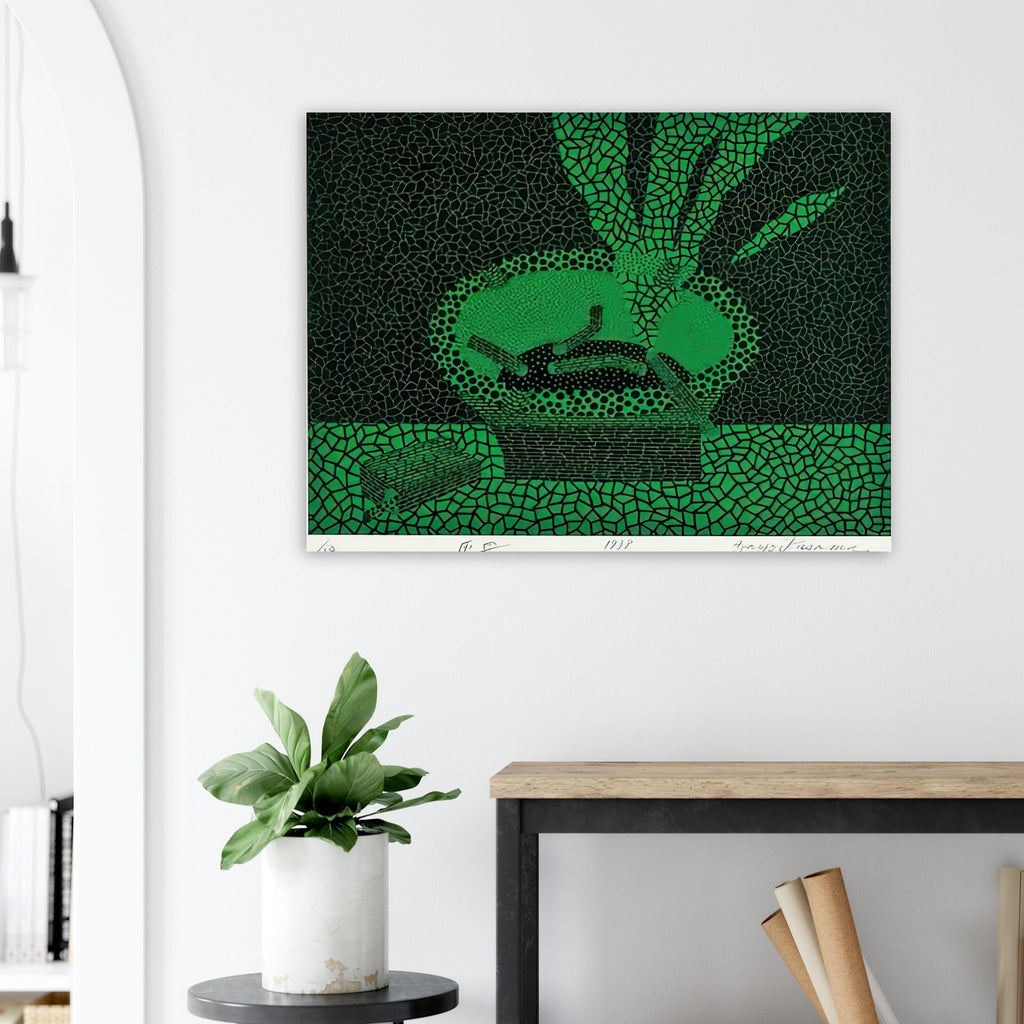 Yayoi Kusama poster — The familiar outline of an ashtray becomes unexpectedly compelling in this early Kusama still-life subject