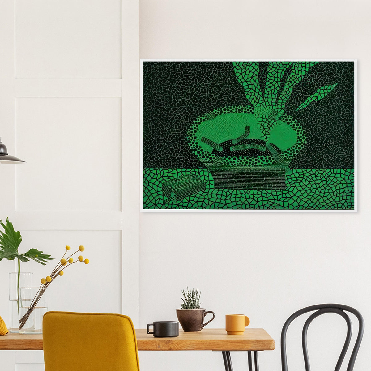 Yayoi Kusama framed print — The familiar outline of an ashtray becomes unexpectedly compelling in this early Kusama still-life subject