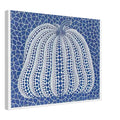 Yayoi Kusama canvas print — Pumpkin (Blue, Version 2) presents Kusama’s familiar pumpkin through an explicitly blue variation, 45x60 cm / 18x24″