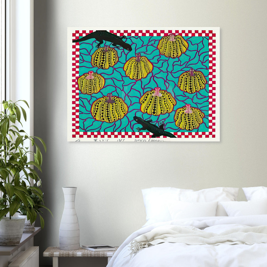Yayoi Kusama poster — Black Lizards introduces a less familiar animal motif into Kusama’s vocabulary of living creatures and repeating patterns