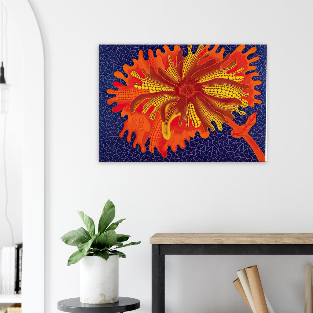 Yayoi Kusama canvas print — Flower (C) treats a single flowering motif as a complete visual world