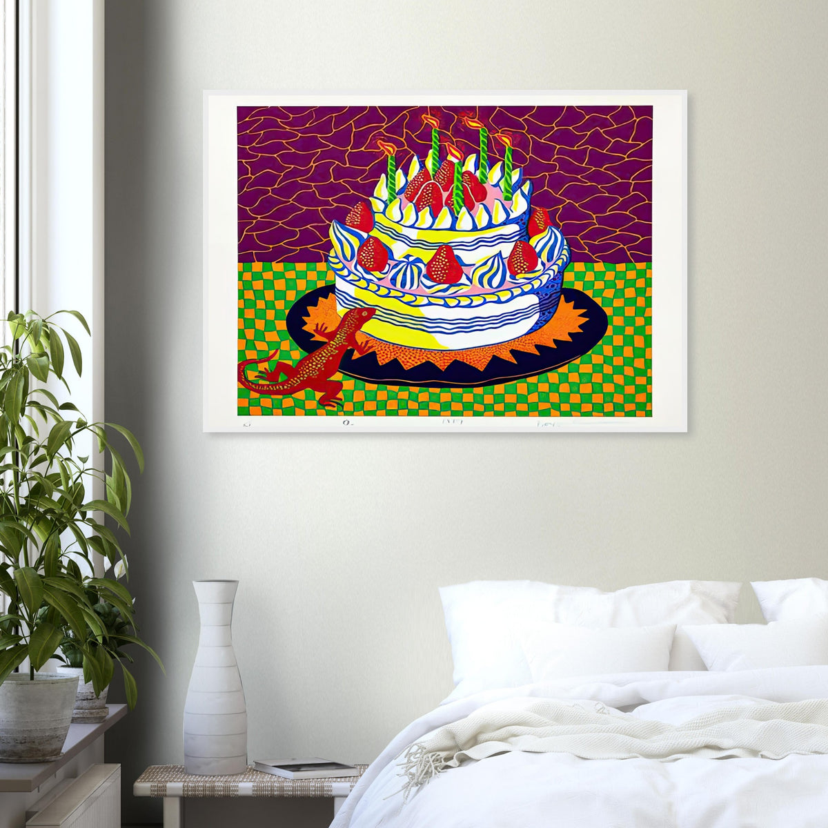 Yayoi Kusama framed print — Night introduces a quieter, open-ended atmosphere into a body of work often associated with highly charged repetition