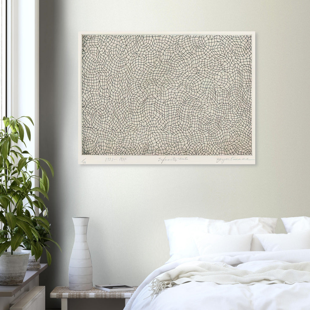 Yayoi Kusama poster — Infinity Nets [Kusama 51] explores Kusama’s Infinity Net as a field built from countless repeated marks