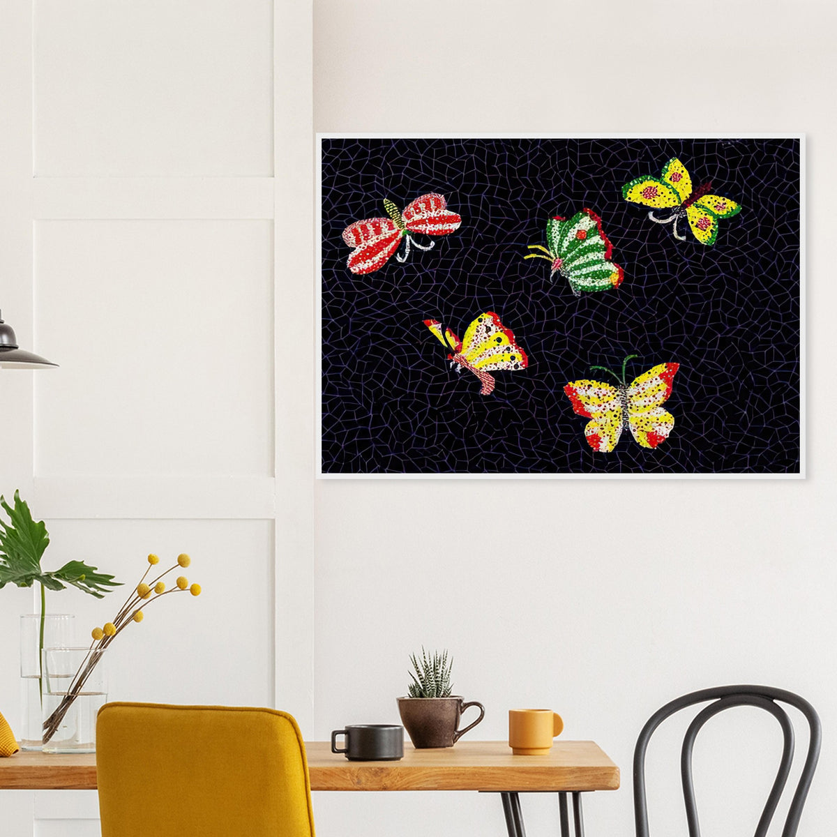 Yayoi Kusama framed print — Butterfly [Kusama 82] by Yayoi Kusama takes the lightness of a butterfly and gives it graphic intensity through pattern