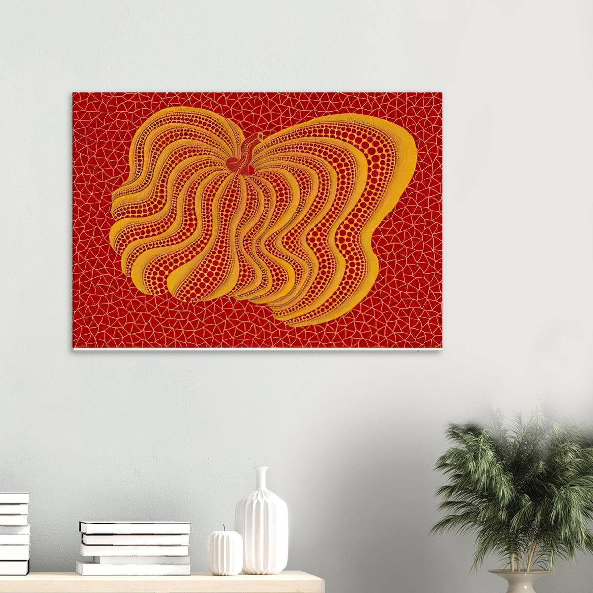 Yayoi Kusama canvas print — Dancing Pumpkin (YOR) [Kusama 321] presents the gourd as a figure in motion