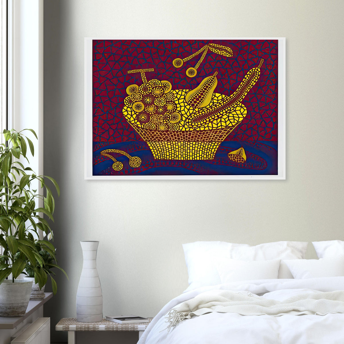 Yayoi Kusama framed print — Fruit Basket (2) by Yayoi Kusama explores one of the artist’s recurring subjects: the abundance of ordinary fruit