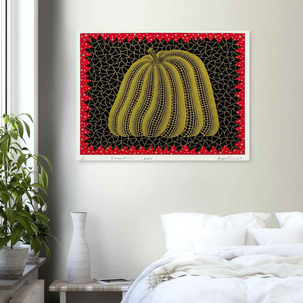 Yayoi Kusama poster — Citrouille I from Amour pour Toujours gives Kusama’s beloved pumpkin a celebratory role within a portfolio devoted to love