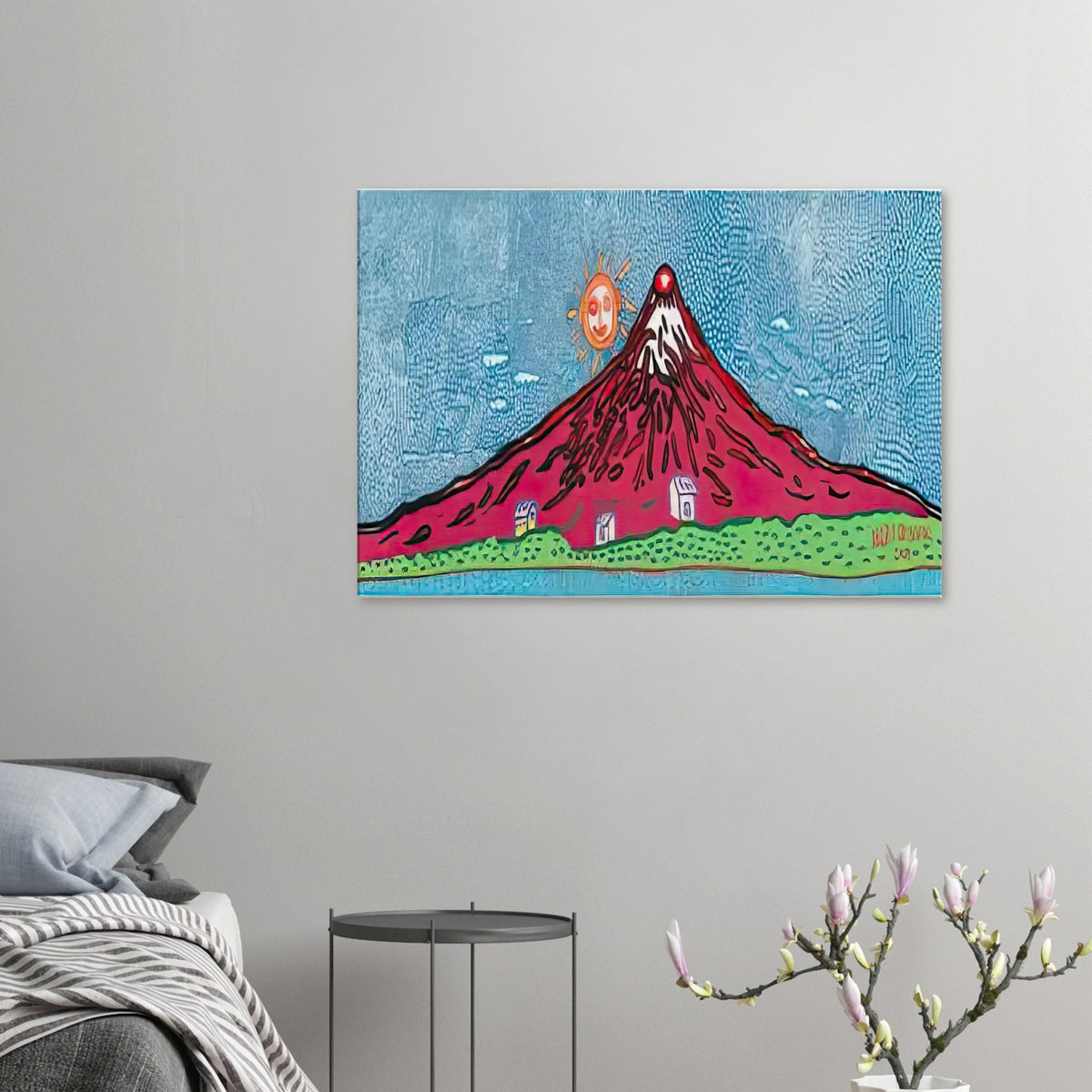 Yayoi Kusama canvas print — Mt. Fuji in Seven Colours: Mt. Fuji I Love is Kusama’s red interpretation of the celebrated Japanese mountain. The