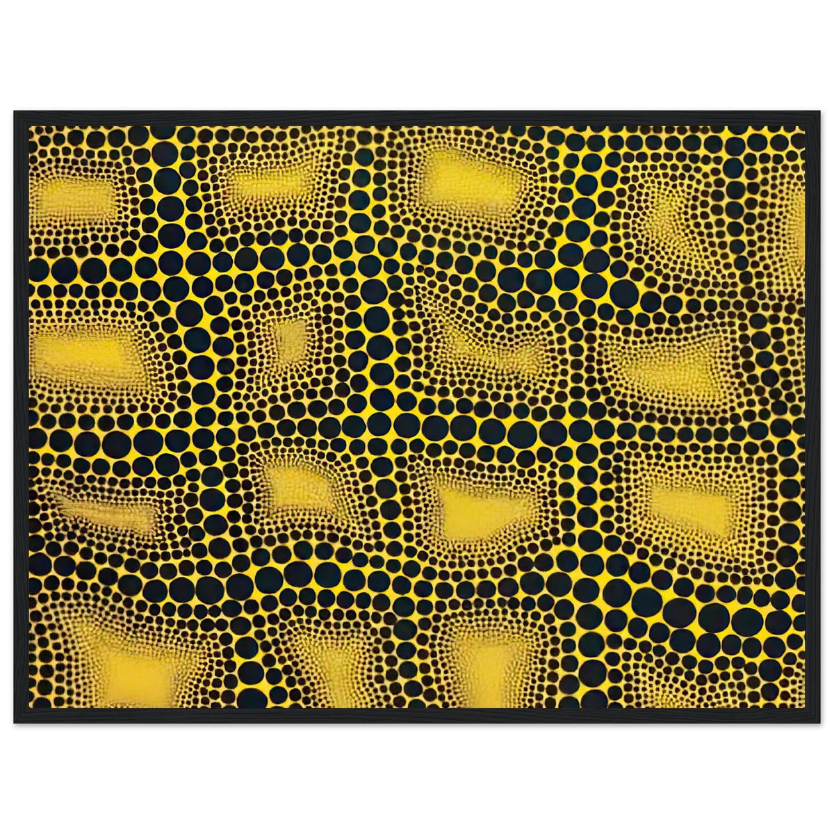 Yayoi Kusama framed print — Town introduces a built environment into Kusama’s range of natural and domestic subjects, black frame, 45x60 cm / 18x24″