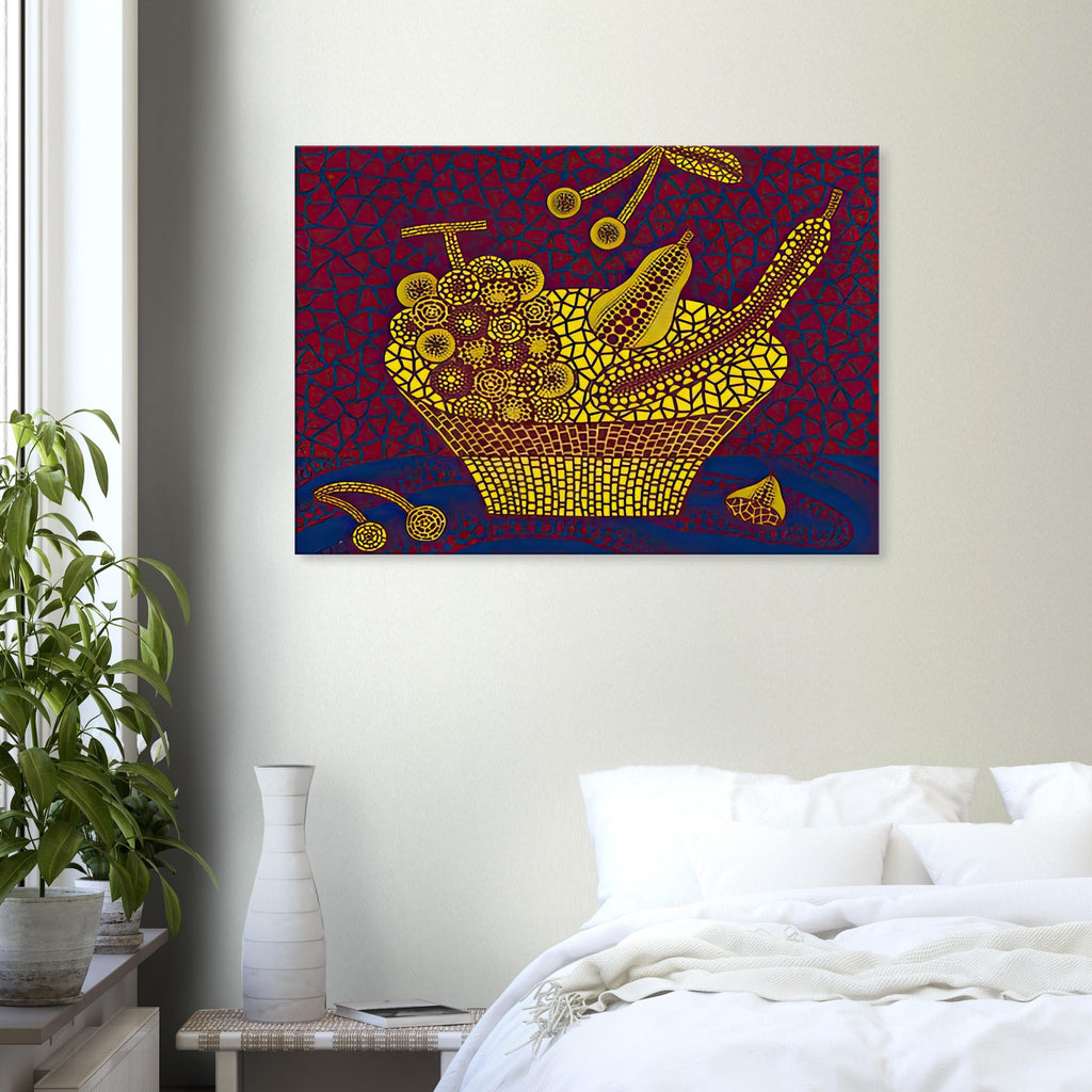 Yayoi Kusama canvas print — Fruit Basket (2) by Yayoi Kusama explores one of the artist’s recurring subjects: the abundance of ordinary fruit