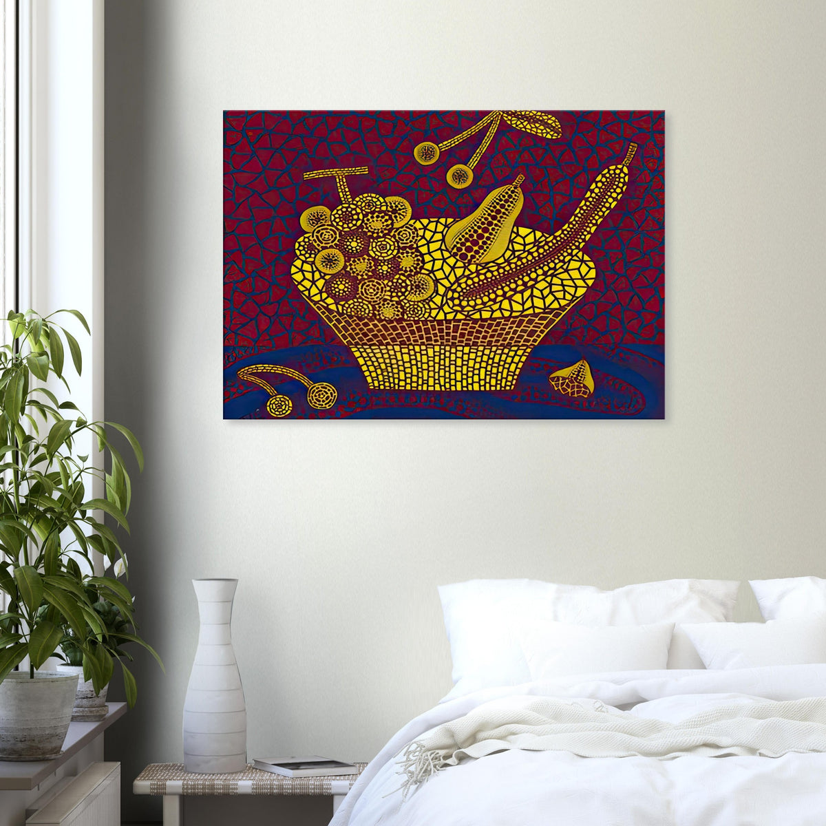 Yayoi Kusama canvas print — Fruit Basket (2) by Yayoi Kusama explores one of the artist’s recurring subjects: the abundance of ordinary fruit