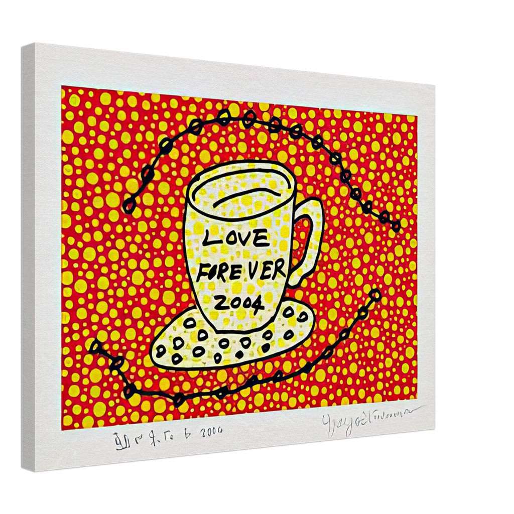 Yayoi Kusama canvas print — Morning Is Here (E) joins a series of compact 2004 prints in which the beginning of the day becomes a subject for personal symbols and tightly controlled graphic, 45x60 cm / 18x24″