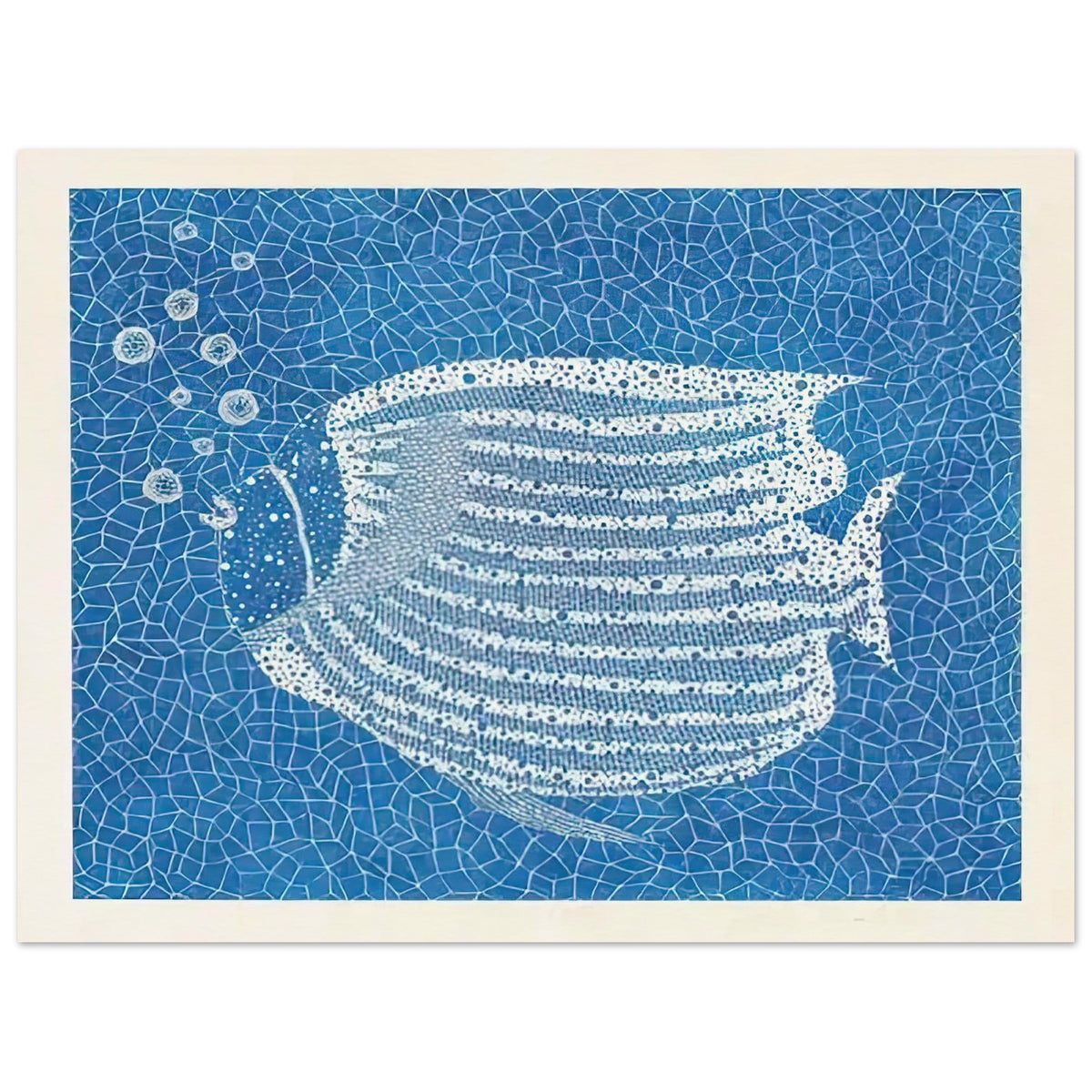Yayoi Kusama poster — Fish (2) gives the fish’s streamlined body and sense of underwater movement a graphic role, 15x20 cm / 6x8″