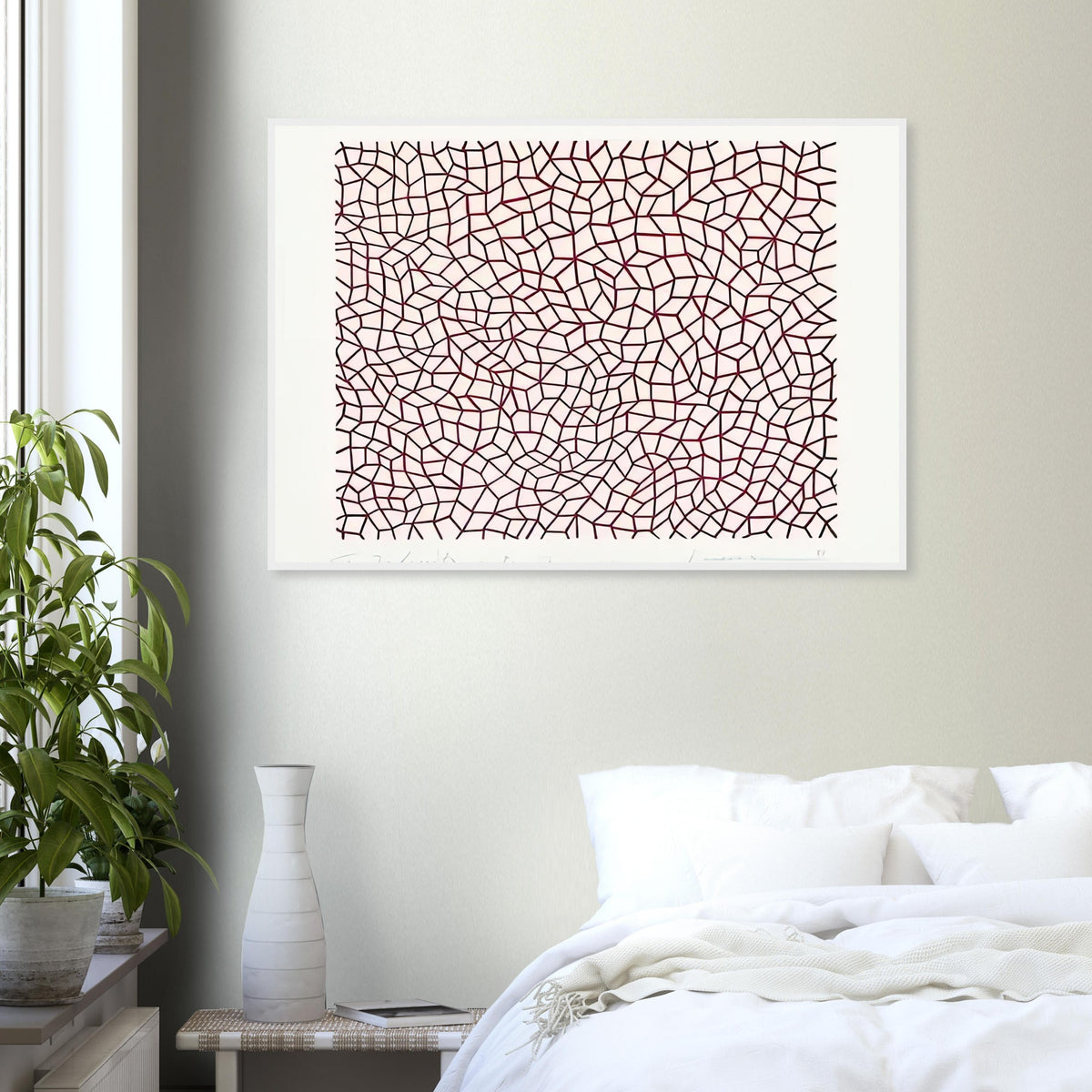 Yayoi Kusama framed print — Infinity Nets (1958) [Kusama 14] explores Kusama’s Infinity Net as a field built from countless repeated marks