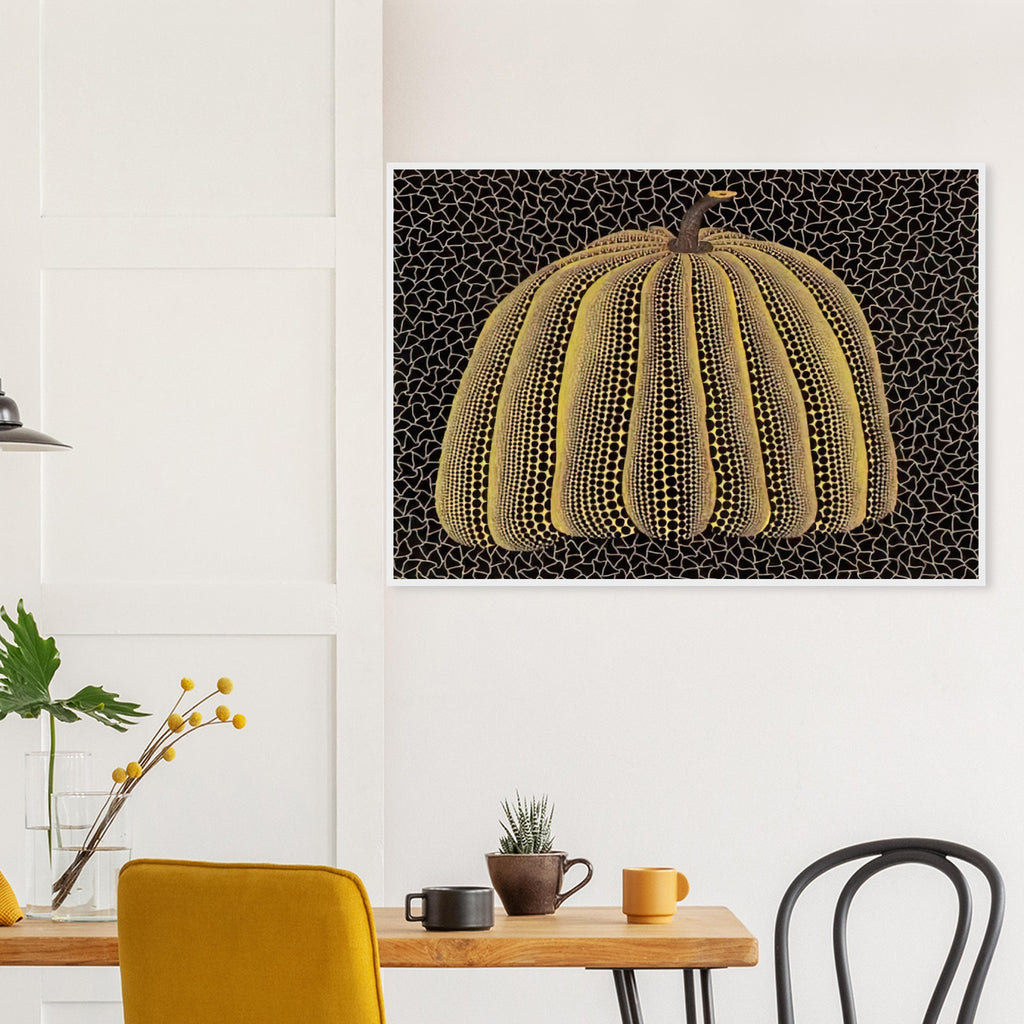 Yayoi Kusama framed print — Pumpkin (Yellow Y) [Kusama 148] presents Kusama’s familiar pumpkin through an explicitly yellow variation