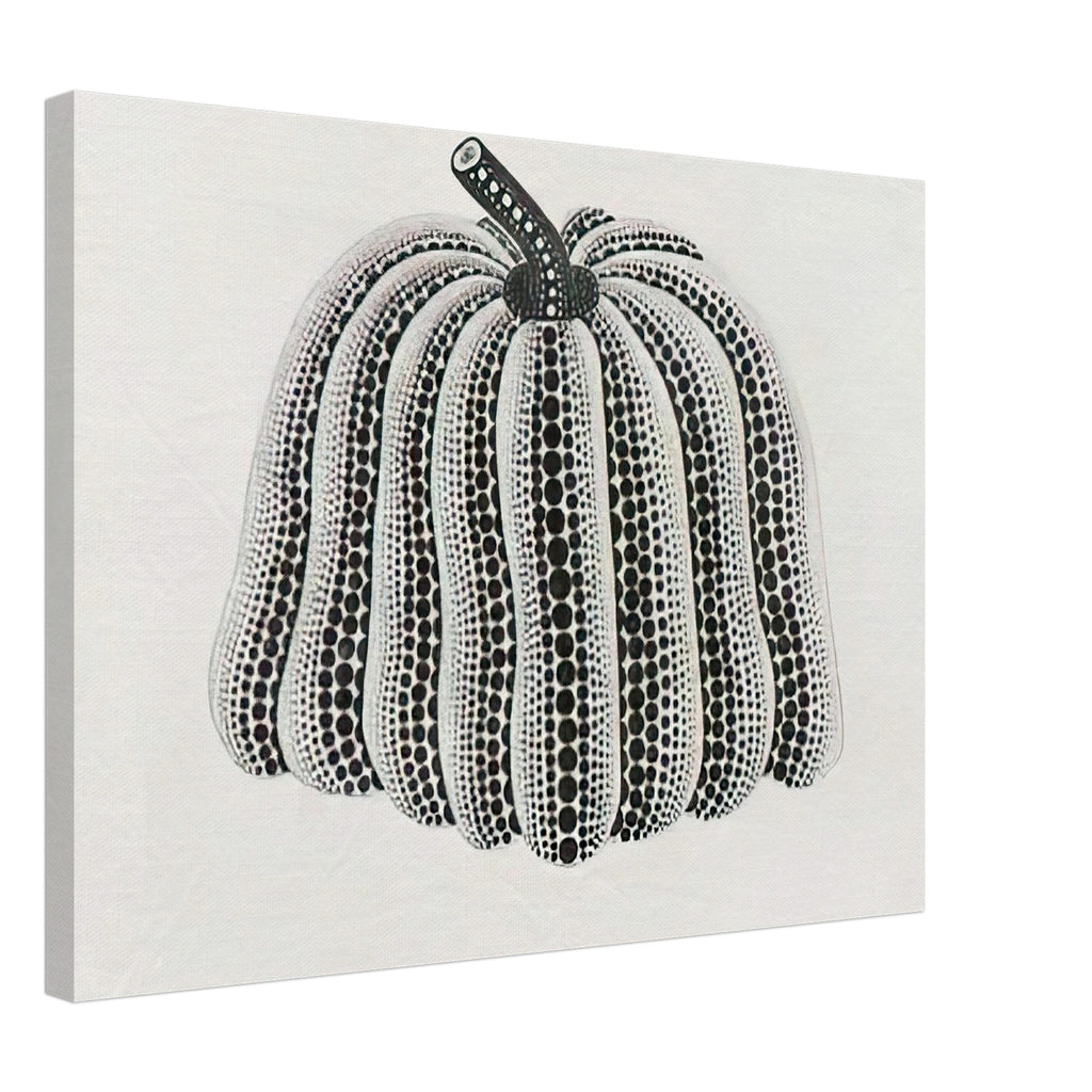 Yayoi Kusama canvas print — Pumpkin [Kusama 201] revisits Kusama’s best-known vegetable through the relationship between its distinctive form and repeating ornament, 45x60 cm / 18x24″