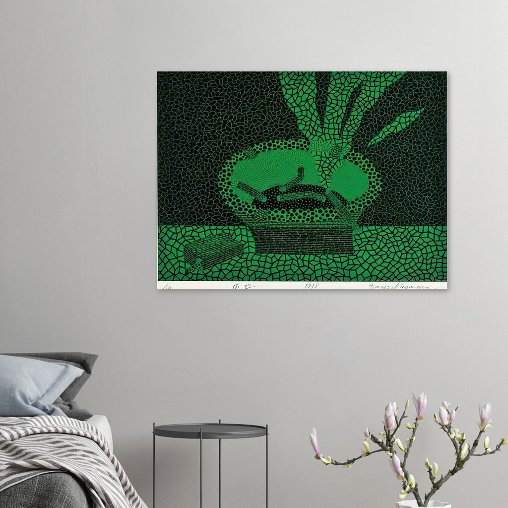 Yayoi Kusama poster — The familiar outline of an ashtray becomes unexpectedly compelling in this early Kusama still-life subject