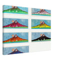 Yayoi Kusama canvas print — Mt. Fuji in Seven Colours (Complete Set) brings together seven distinct interpretations of Japan’s famous mountain. Rather than repeating a single landscape, Kusama, 45x60 cm / 18x24″