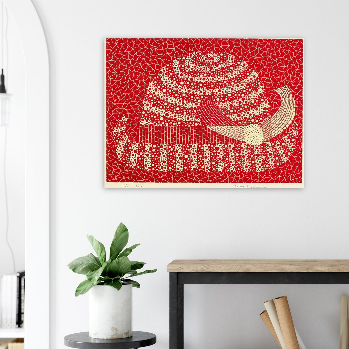 Yayoi Kusama poster — Hat (Red) presents a familiar accessory as an exercise in changing color and graphic character