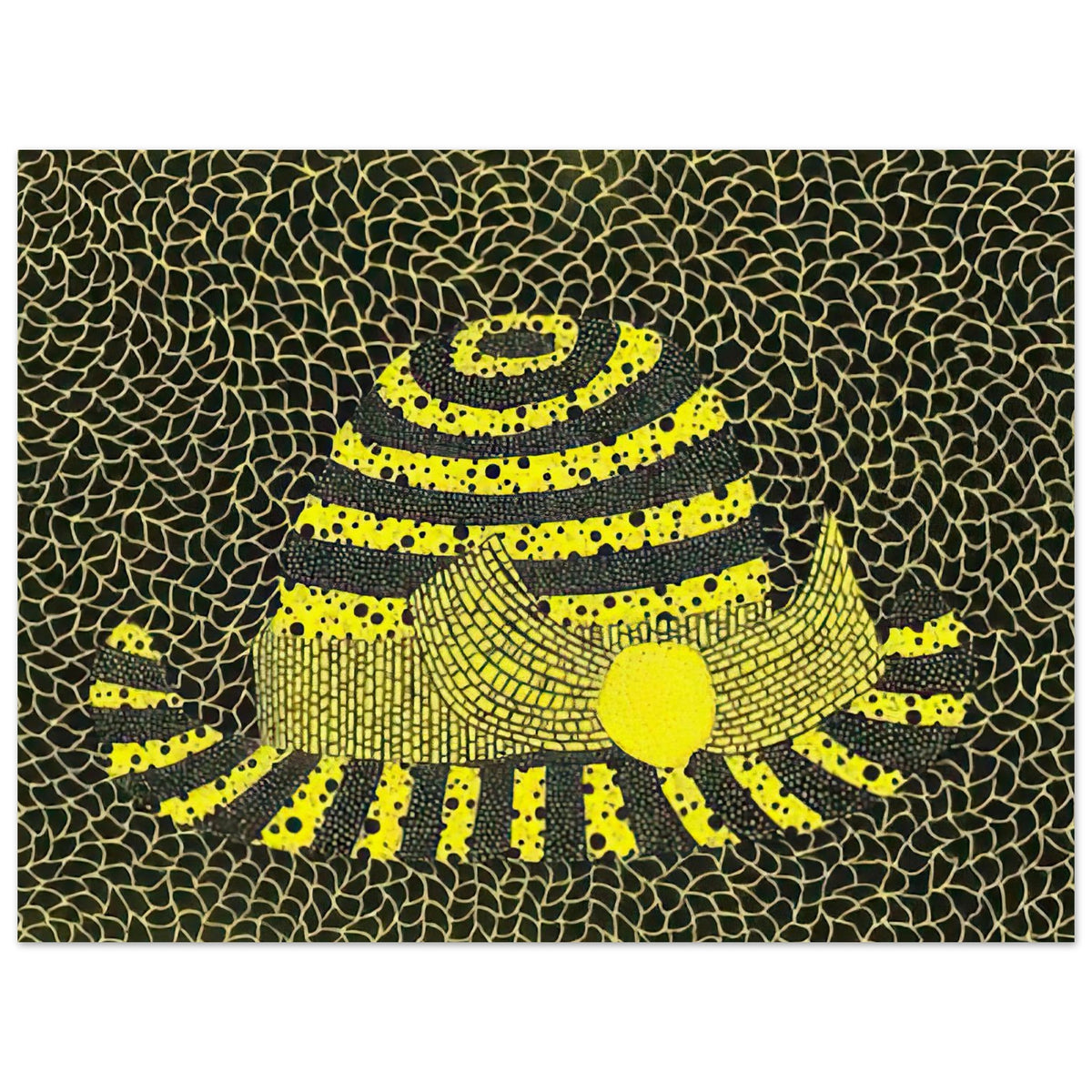 Yayoi Kusama poster — Hat (3) turns an everyday hat into a subject for playful observation, 15x20 cm / 6x8″