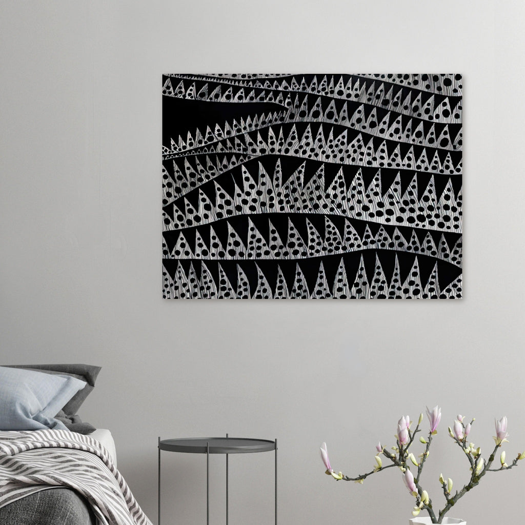 Yayoi Kusama poster — Waves (TWXZO) approaches the motion of water as a patterned, repeating event