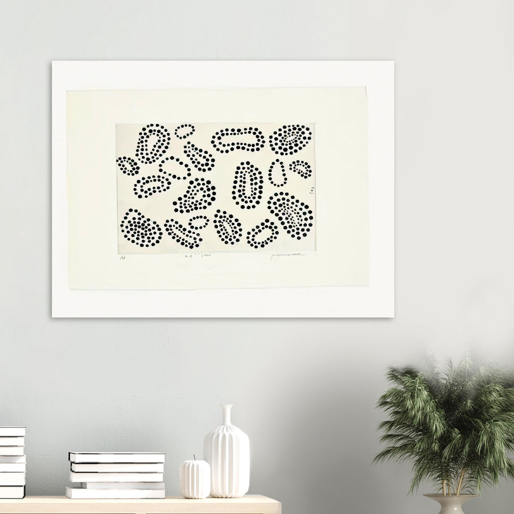 Yayoi Kusama poster — Polka Dots concentrates attention on one of Kusama’s most recognizable artistic building blocks: the repeated circle