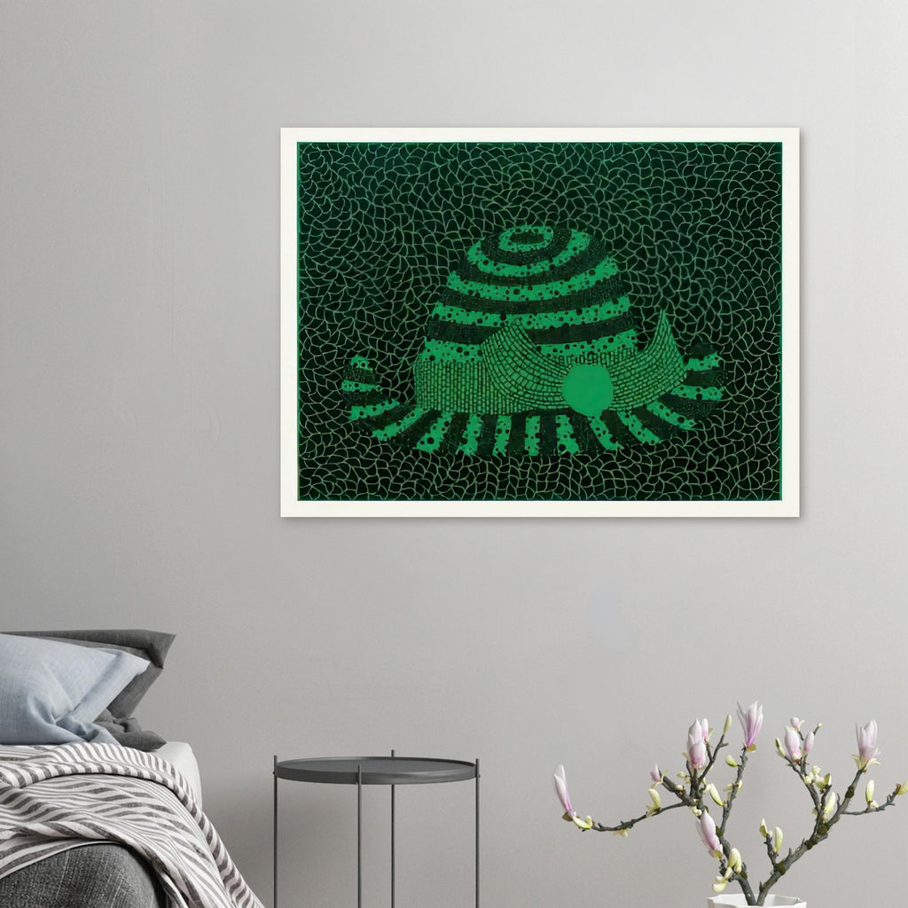 Yayoi Kusama poster — Hat (Green) presents a familiar accessory as an exercise in changing color and graphic character
