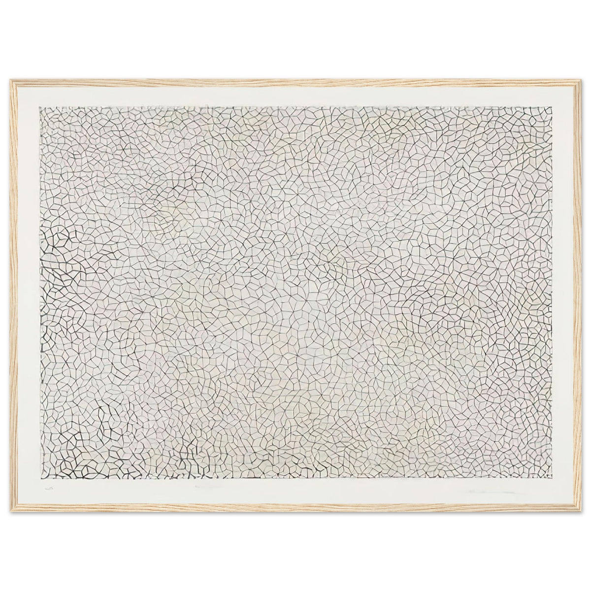 Yayoi Kusama framed print — Infinity Nets (Image 3) explores Kusama’s Infinity Net as a field built from countless repeated marks, wood frame, 60x80 cm / 24x32″