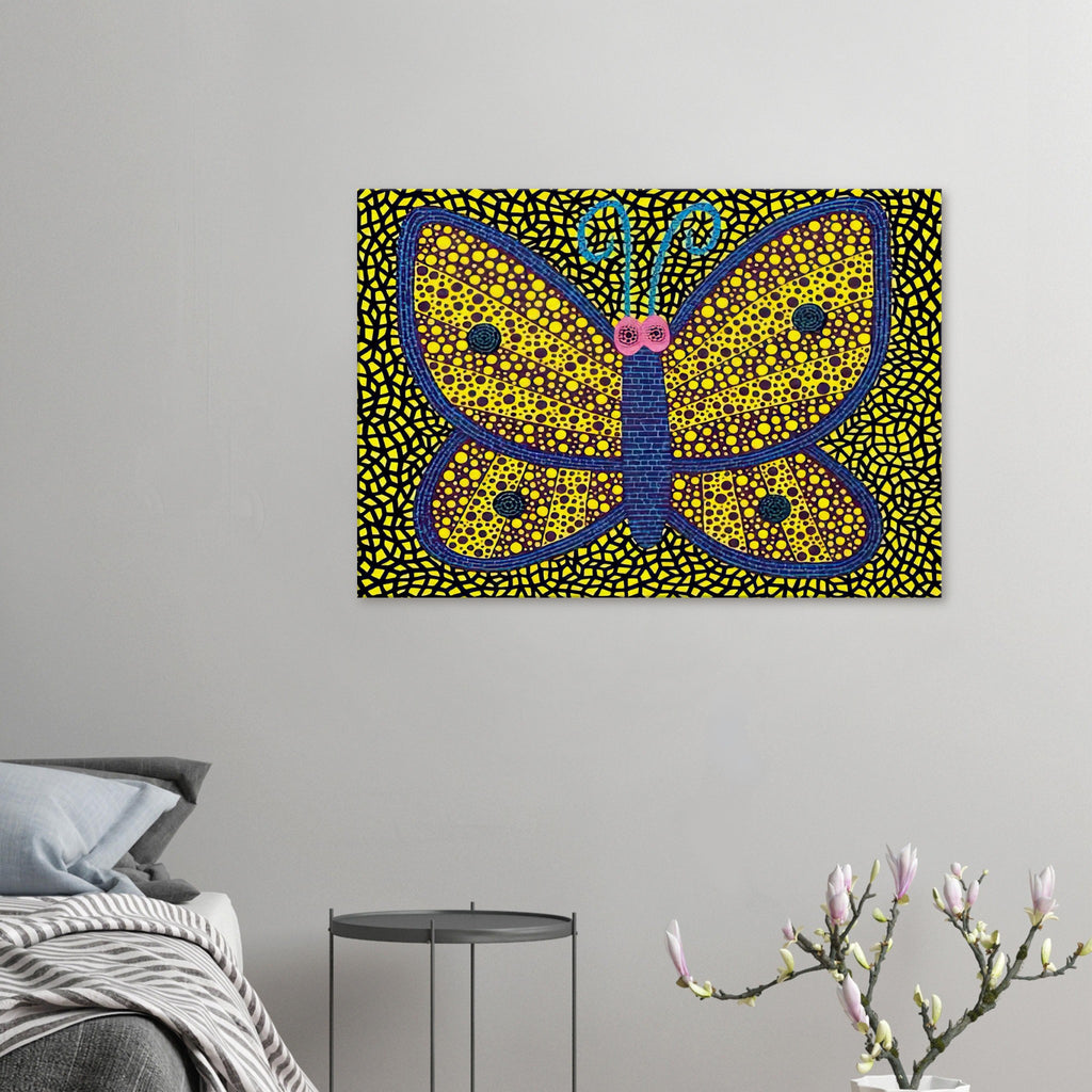 Yayoi Kusama canvas print — Papillon I from Amour pour Toujours explores the butterfly as a symbol of delicacy and transformation