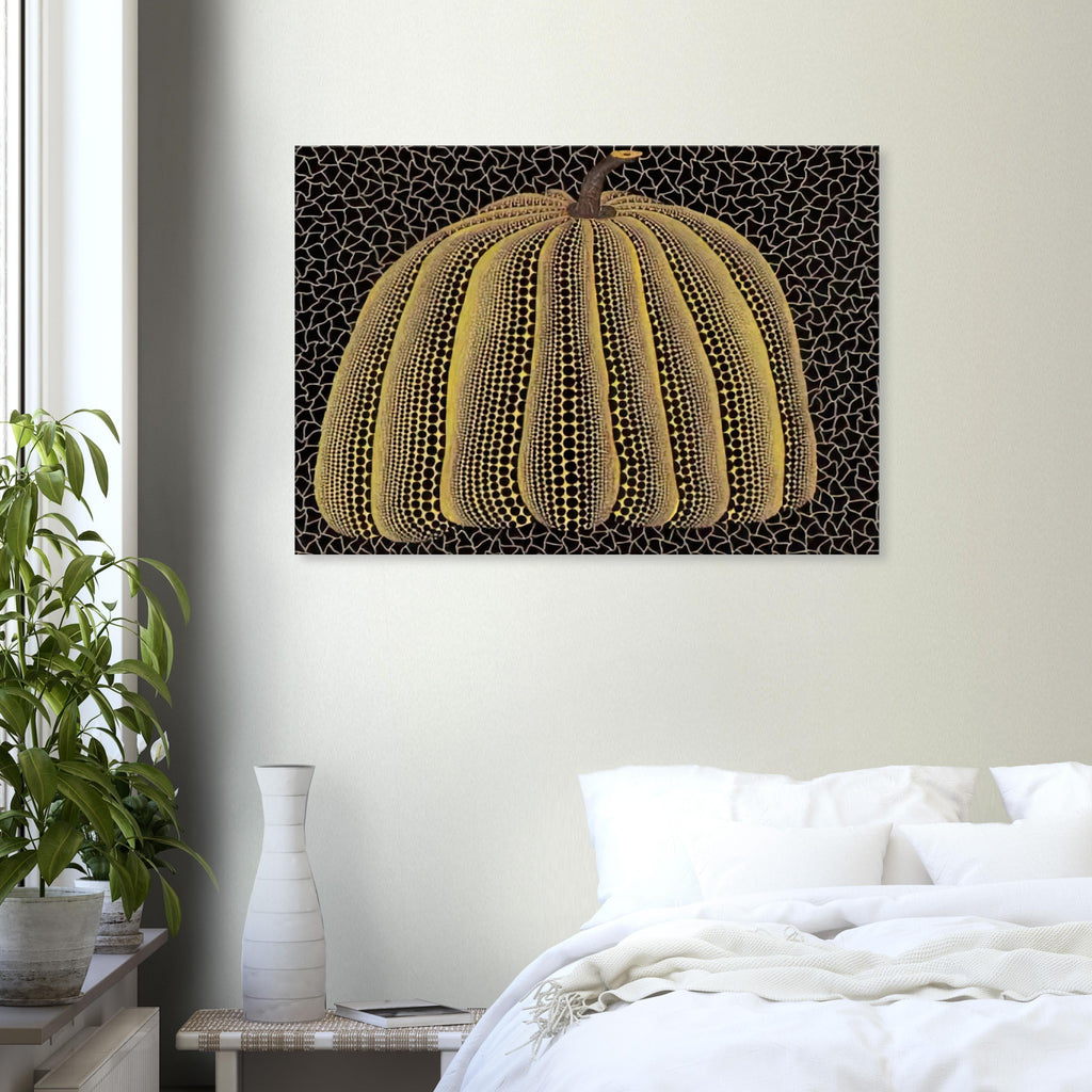 Yayoi Kusama canvas print — Pumpkin (Yellow Y) [Kusama 148] presents Kusama’s familiar pumpkin through an explicitly yellow variation