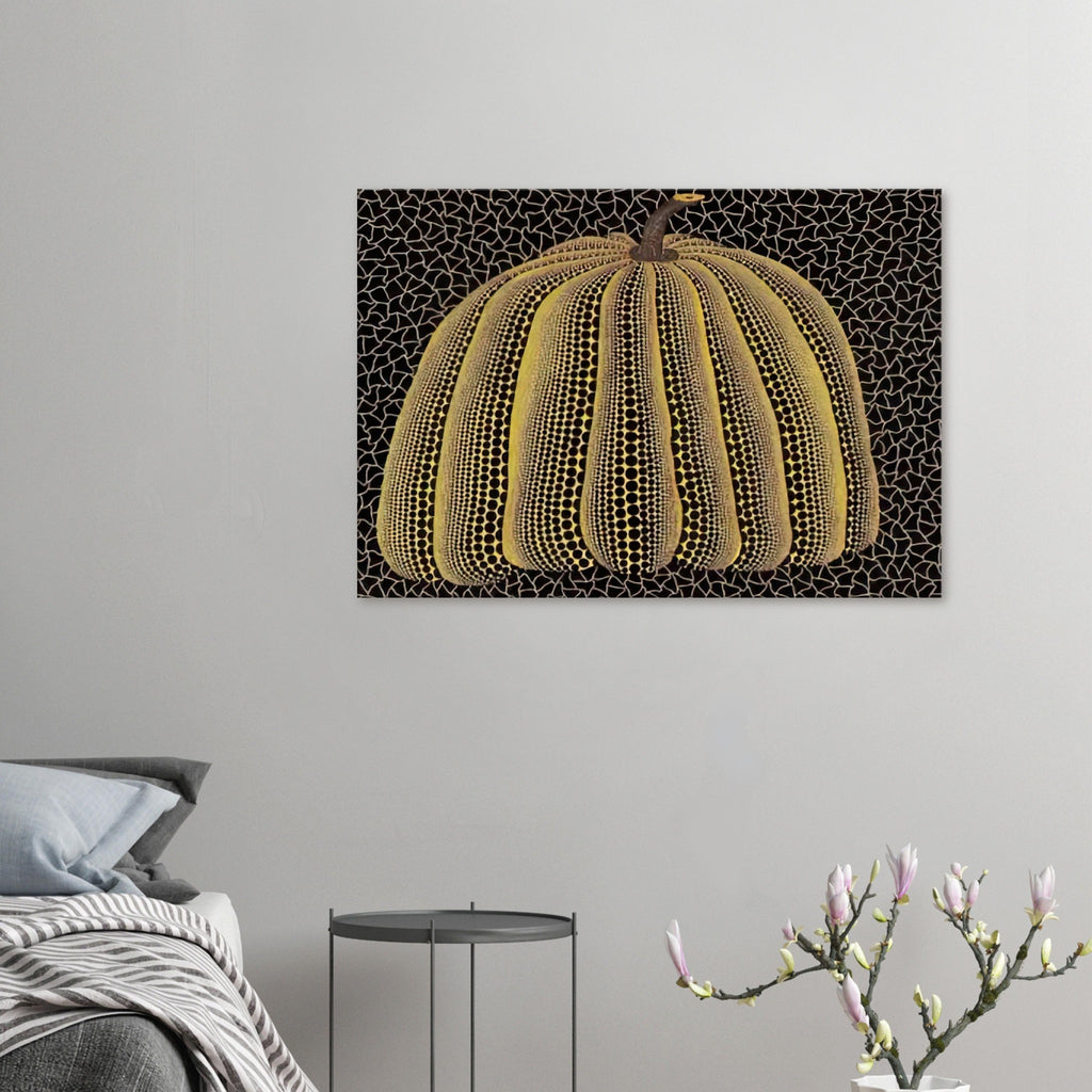 Yayoi Kusama canvas print — Pumpkin (Yellow Y) [Kusama 148] presents Kusama’s familiar pumpkin through an explicitly yellow variation