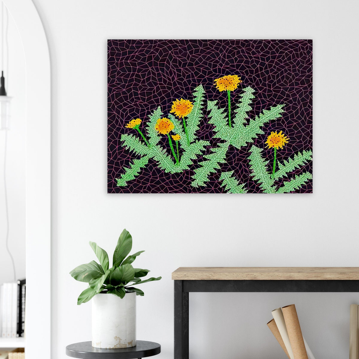 Yayoi Kusama poster — Dandelions [Kusama 85] approaches a common meadow flower as a subject worth close observation
