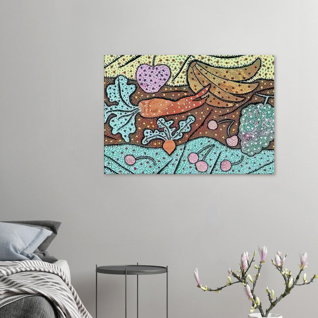 Yayoi Kusama canvas print — Standing in the Visionary Field belongs to Kusama’s important early printmaking period and combines an imaginative landscape with the visual idea of proliferation