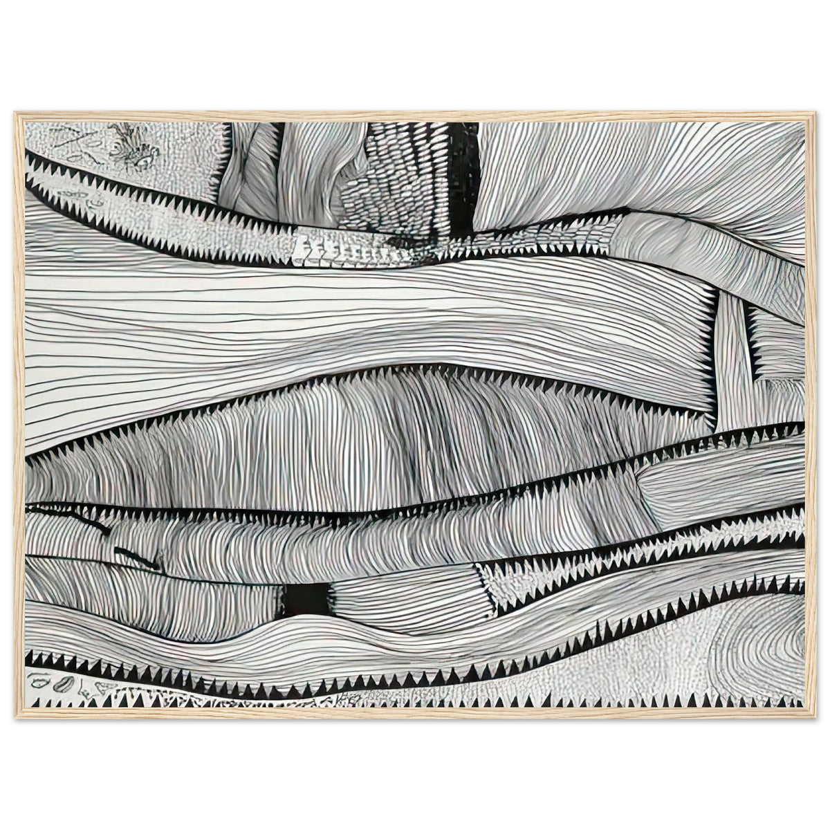 Yayoi Kusama framed print — Waves at Daybreak depicts the sea through the evocative meeting of moving water and the first light of morning, wood frame, 60x80 cm / 24x32″