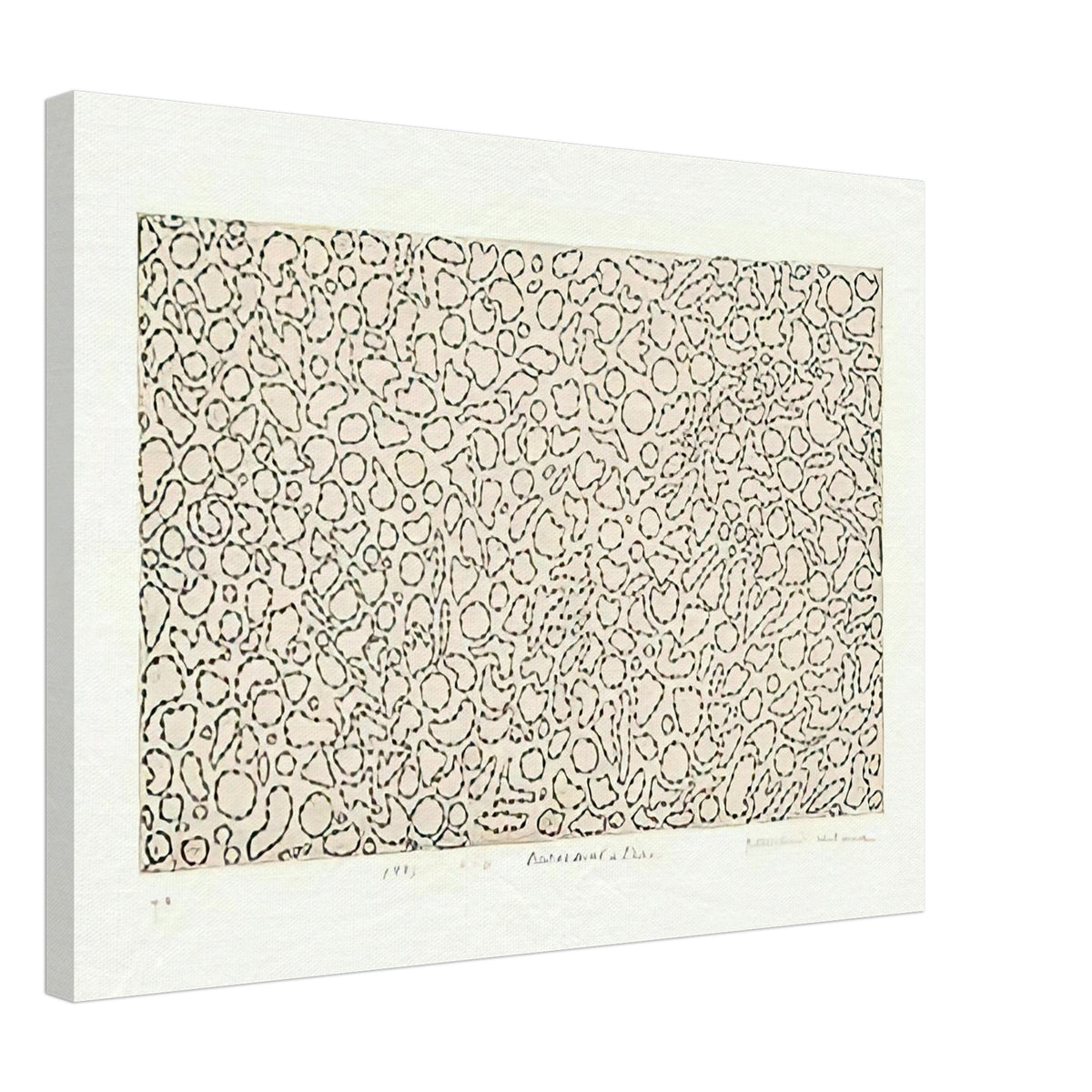 Yayoi Kusama canvas print — Accumulation evokes Kusama’s practice of allowing repeated forms to multiply until they overwhelm an ordinary surface, 45x60 cm / 18x24″