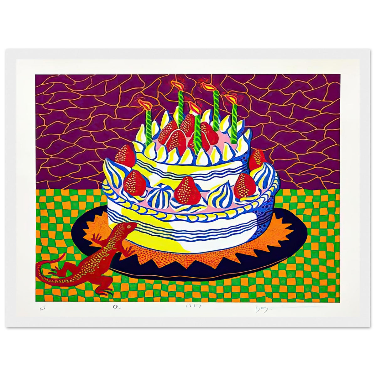 Yayoi Kusama framed print — Night introduces a quieter, open-ended atmosphere into a body of work often associated with highly charged repetition, white frame, 30x40 cm / 12x16″