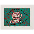 Yayoi Kusama poster — Morning Is Here (D) joins a series of compact 2004 prints in which the beginning of the day becomes a subject for personal symbols and tightly controlled graphic, 15x20 cm / 6x8″