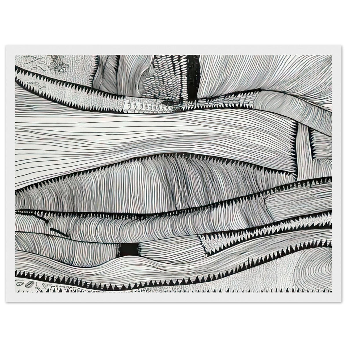 Yayoi Kusama framed print — Waves at Daybreak depicts the sea through the evocative meeting of moving water and the first light of morning, white frame, 30x40 cm / 12x16″
