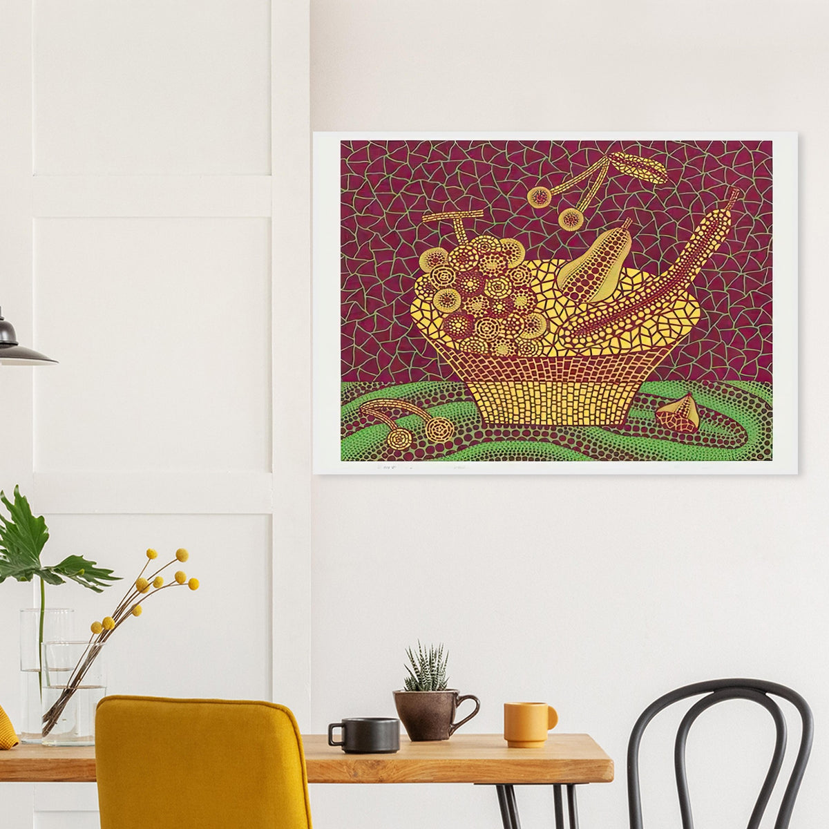 Yayoi Kusama framed print — Fruit Basket (3) by Yayoi Kusama explores one of the artist’s recurring subjects: the abundance of ordinary fruit