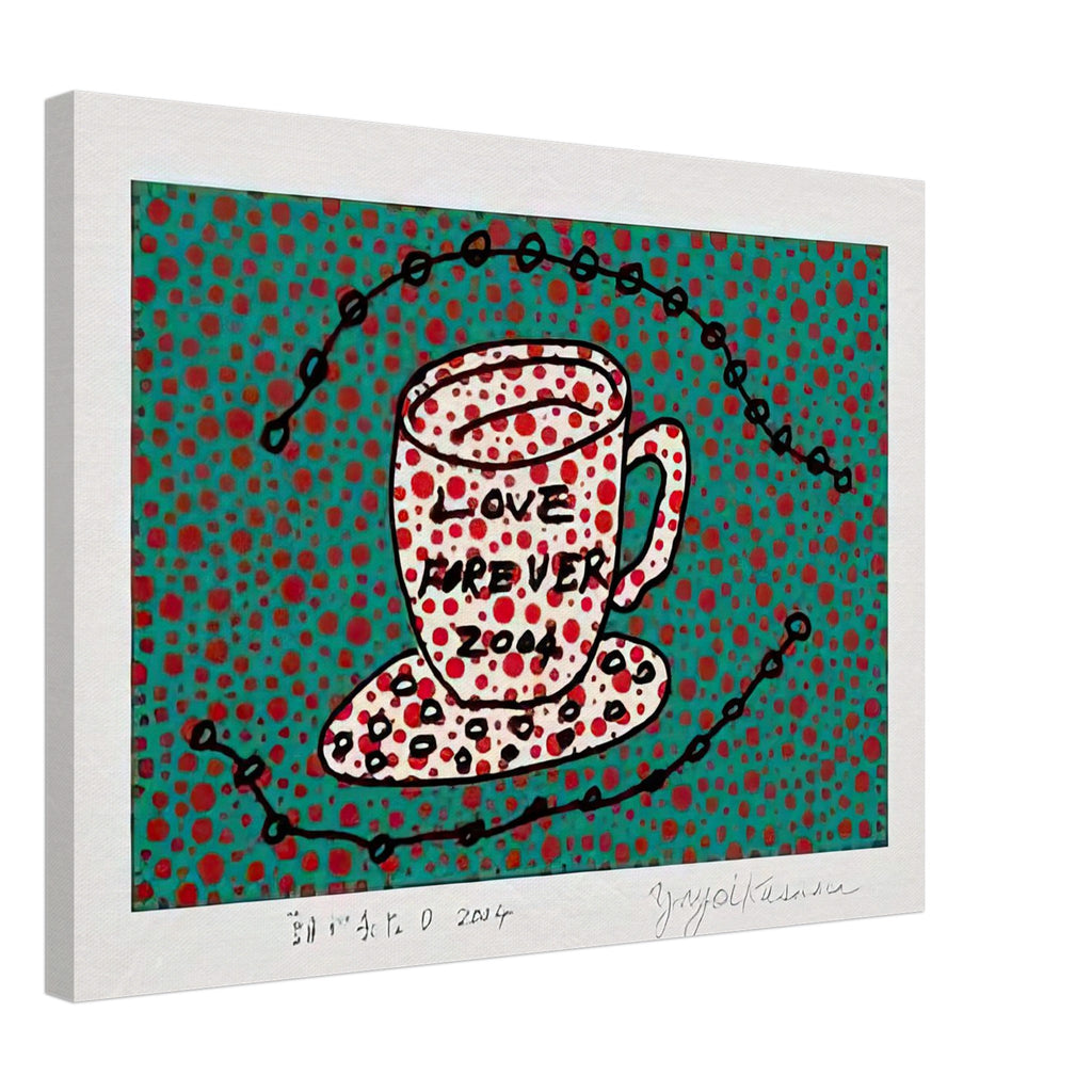 Yayoi Kusama canvas print — Morning Is Here (D) joins a series of compact 2004 prints in which the beginning of the day becomes a subject for personal symbols and tightly controlled graphic, 45x60 cm / 18x24″