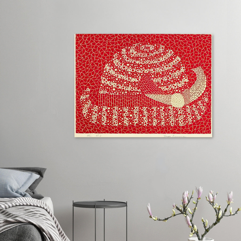 Yayoi Kusama poster — Hat (Red) presents a familiar accessory as an exercise in changing color and graphic character