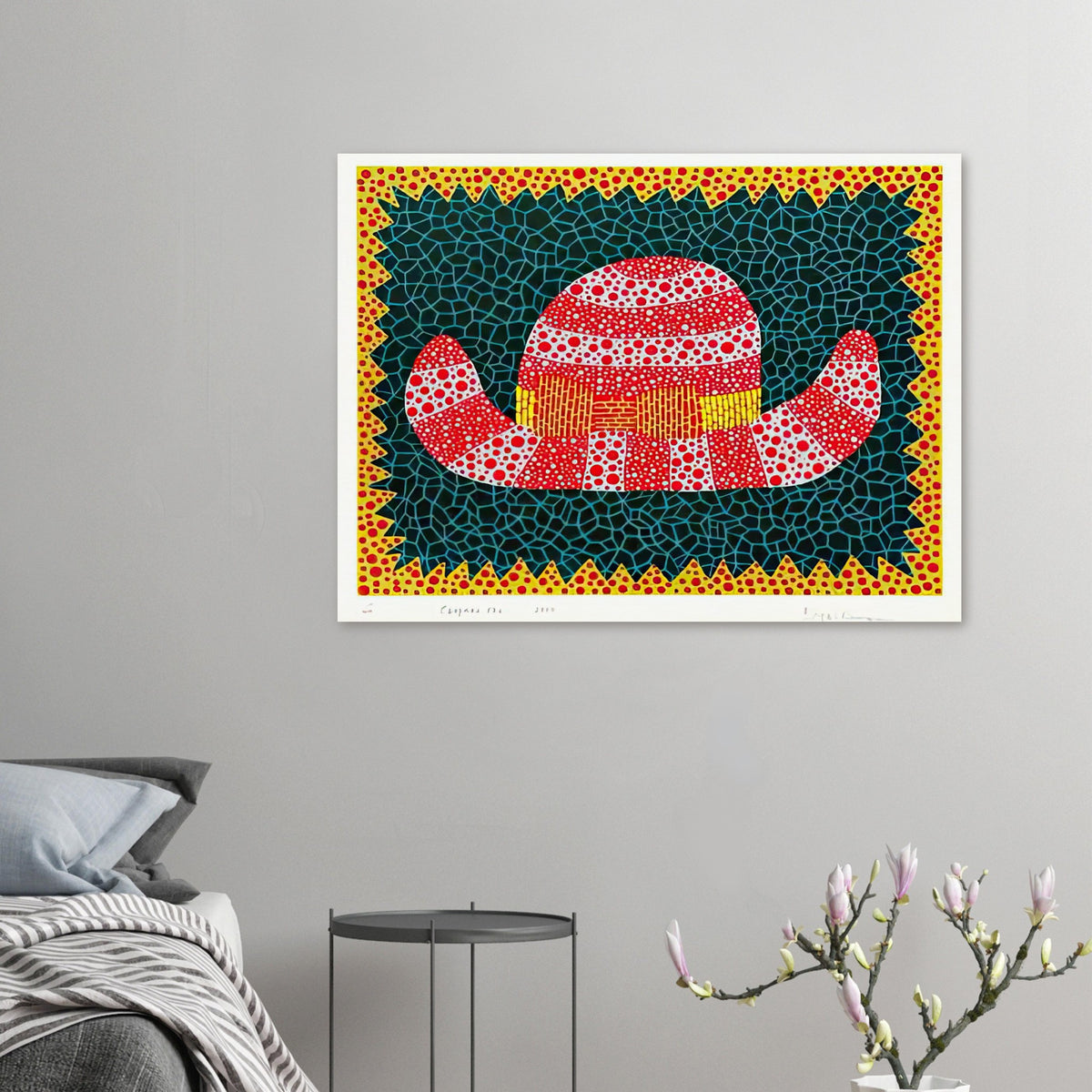 Yayoi Kusama poster — Chapeau I from Amour pour Toujours elevates a simple hat into a decorative, almost theatrical object