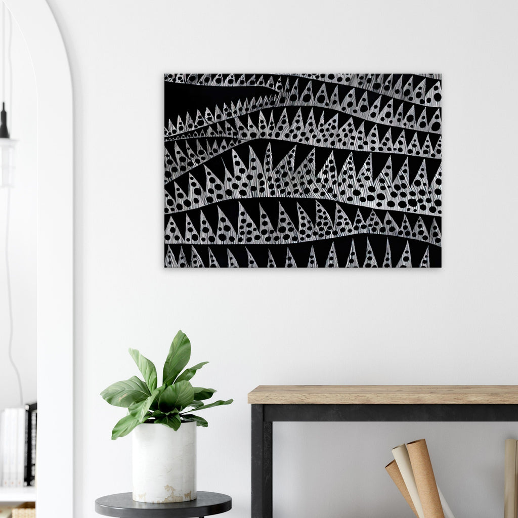 Yayoi Kusama canvas print — Waves (TWXZO) approaches the motion of water as a patterned, repeating event