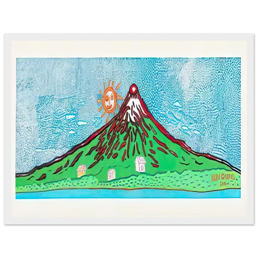 Yayoi Kusama framed print — Mt. Fuji in Seven Colours: All About Mt. Fuji That I Have Loved My Whole Life is, white frame, 30x40 cm / 12x16″