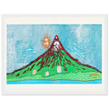 Yayoi Kusama framed print — Mt. Fuji in Seven Colours: All About Mt. Fuji That I Have Loved My Whole Life is, white frame, 30x40 cm / 12x16″