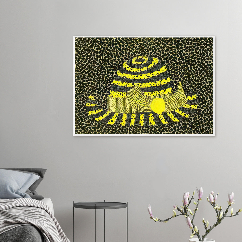 Yayoi Kusama framed print — Hat (3) turns an everyday hat into a subject for playful observation