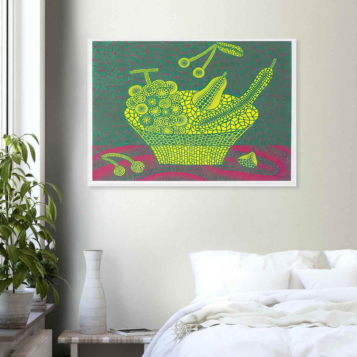 Yayoi Kusama framed print — Fruit Basket (4) by Yayoi Kusama explores one of the artist’s recurring subjects: the abundance of ordinary fruit