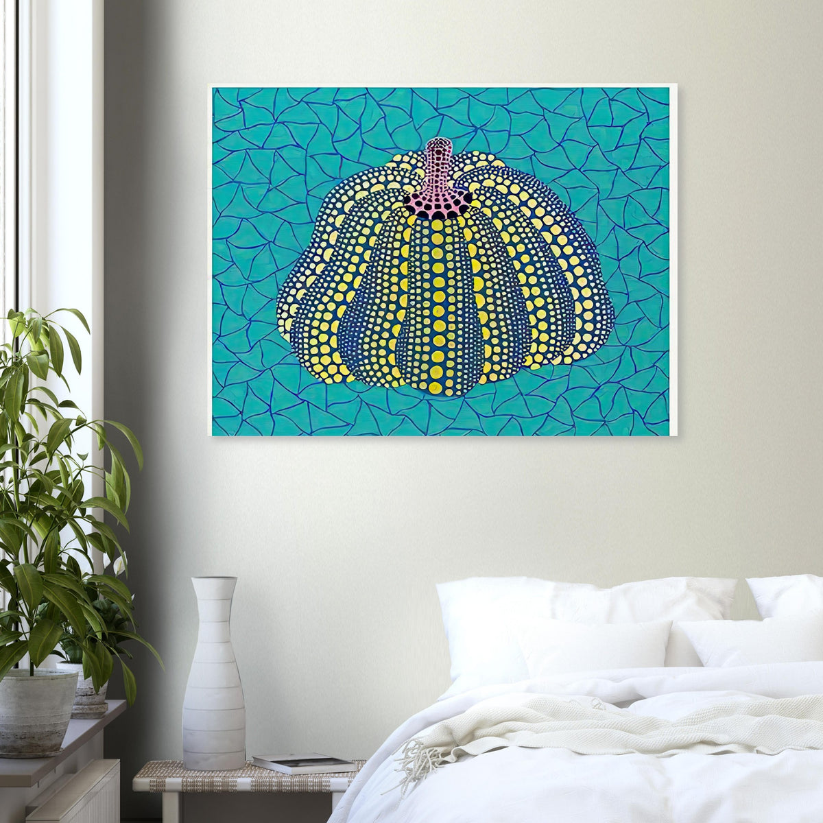 Yayoi Kusama poster — Pumpkin (OG) [Kusama 156] revisits Kusama’s best-known vegetable through the relationship between its distinctive form and repeating ornament